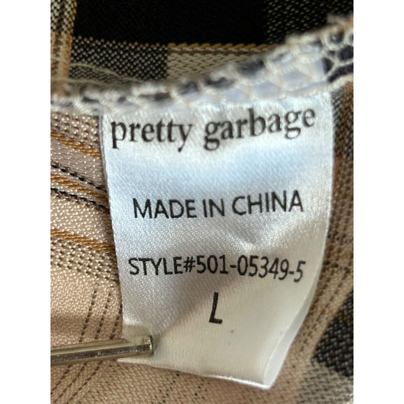 Pretty Garbage Pants Womens Size L Black Beige Checkered Plaid Wide Leg Boho - Picture 10 of 16